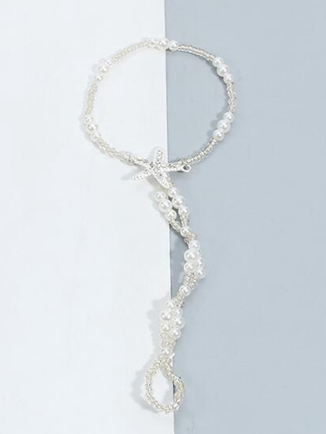 Toe Ring Stylish Boho Women's Body Jewelry For Holiday Beach Classic Imitation Pearl Starfish Silver 1pcs