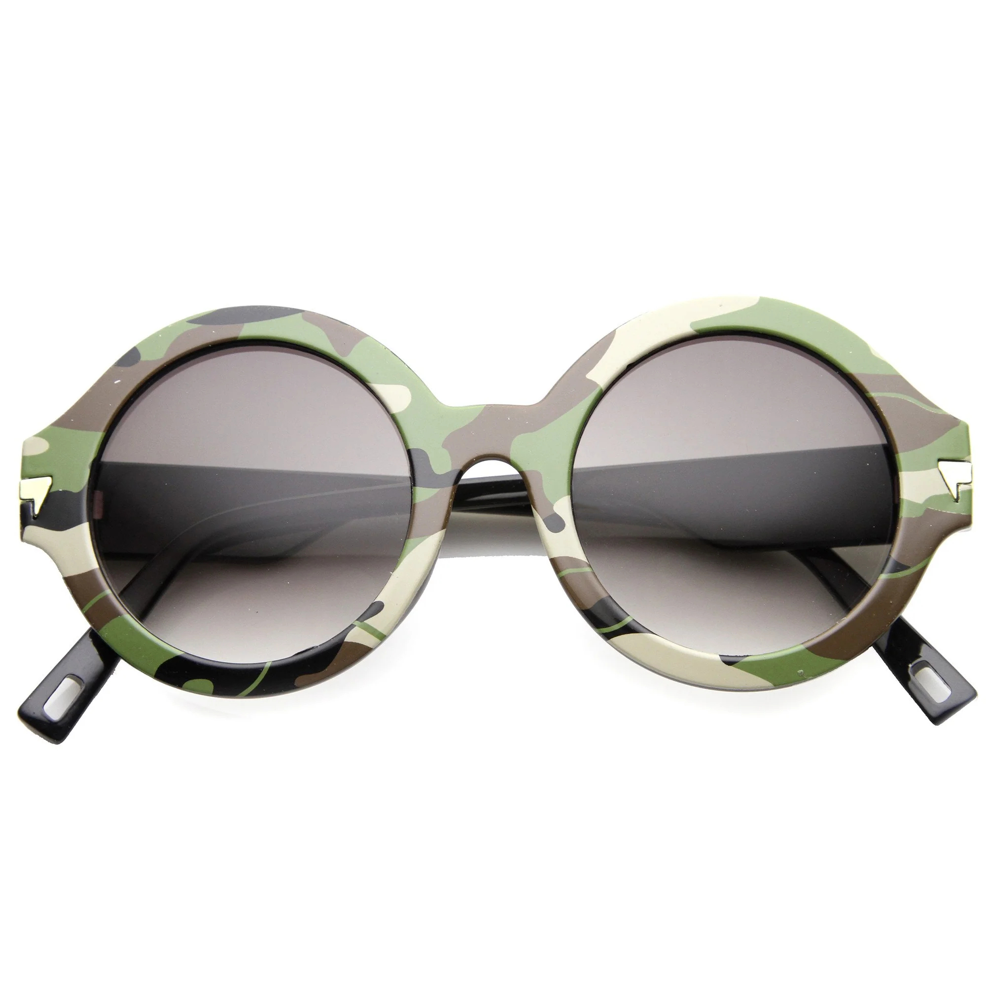Retro Round Thick Frame Camouflage Sunglasses